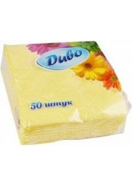 Бумажные двухслойные салфетки Диво Желтые, 50 шт